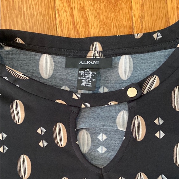 Alfani Black and White Flutter Sleeve Blouse - Picture 3 of 7